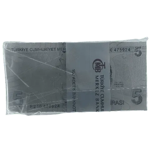 Turkey 5 tl bundle unc (2) Türkiye 5 tl deste çil